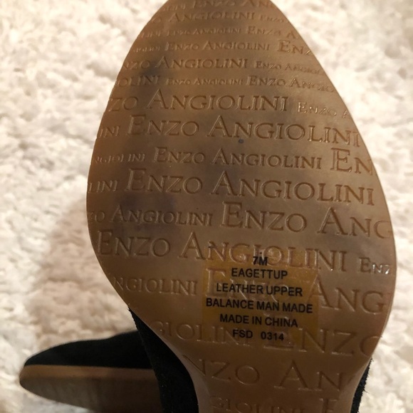 Enzo‎ Angiolini Gettup Laser Cut Black Leather Suede Ankle Heel Boots 7 - Picture 9 of 10